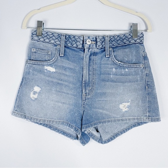 Tularosa - High Rise Braided Waist Denim Shorts - Picture 1 of 4
